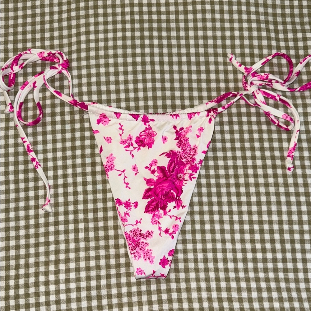 Frankie's Bikinis Pink Floral Bikini Bottom